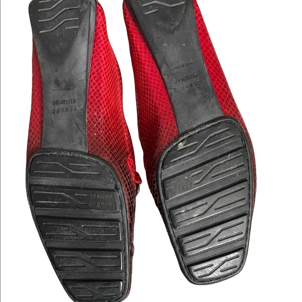 Stuart Weitzman Loafers Snake Skin Pattern Red Ombre bejewelled Sz 8M - Picture 10 of 12